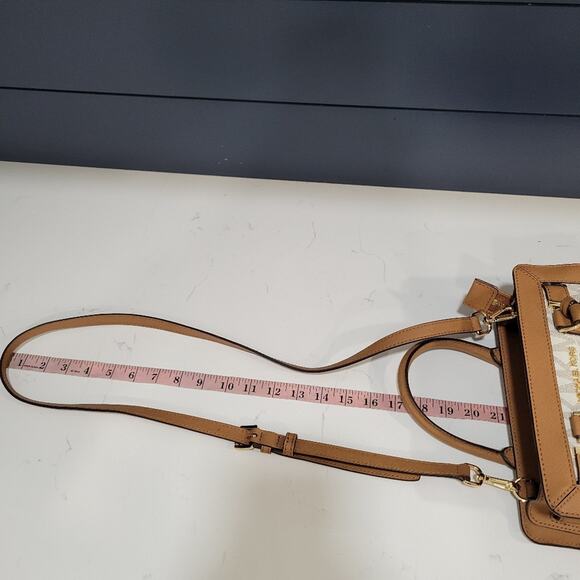 Michael Kors Dillon Monogram Small Satchel and Crossbody Bag Vanilla - Picture 15 of 15